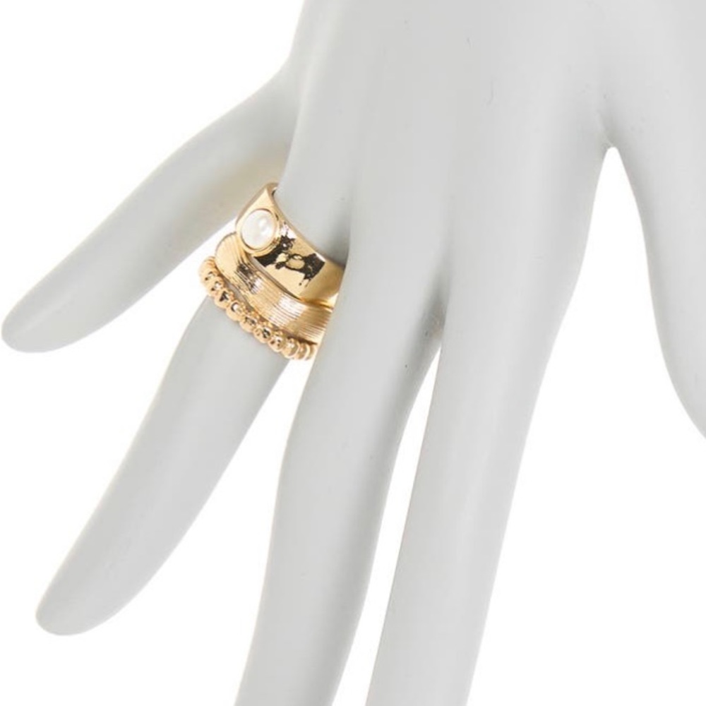 Chunky Mixed stacked rings pearl